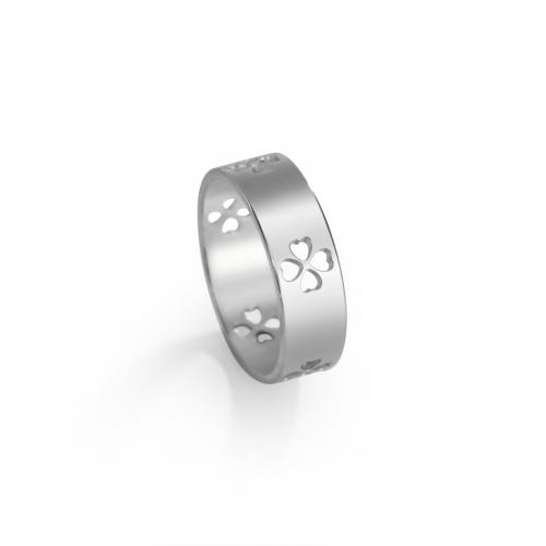 Titanium Steel Finger Ring, Four Leaf Clover, plated, fashion jewelry & for woman 