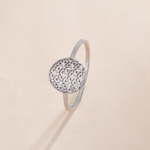 Titanium Steel Finger Ring, Round, plated, fashion jewelry & for woman & hollow 