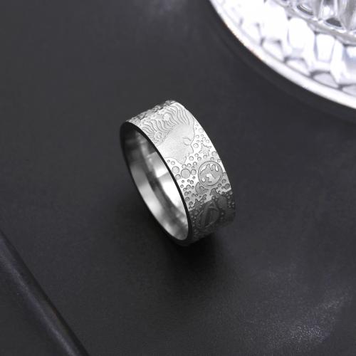 Titanium Steel Finger Ring, Round, plated, fashion jewelry 
