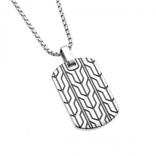Titanium Steel Jewelry Necklace, Square, plated, fashion jewelry & for man cm 
