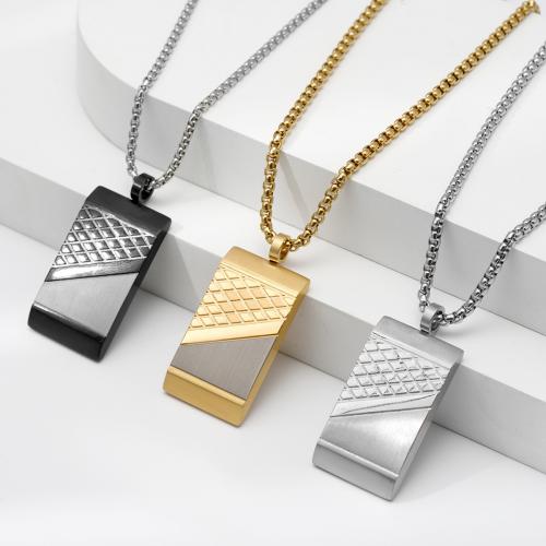 Stainless Steel Jewelry Necklace, 304 Stainless Steel, Square, plated, fashion jewelry & for man cm 