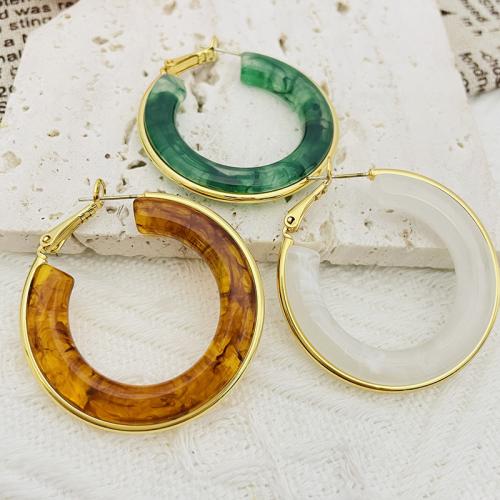 Acrylic Hoop Earring, Brass, with Acrylic, 18K gold plated, fashion jewelry & for woman 