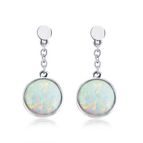 Gemstone Drop Earring, Brass, with Opal, plated, for woman 20.7mm 