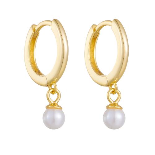 Sterling Silver Drop Earring, 925 Sterling Silver, with Shell Pearl, plated, for woman 
