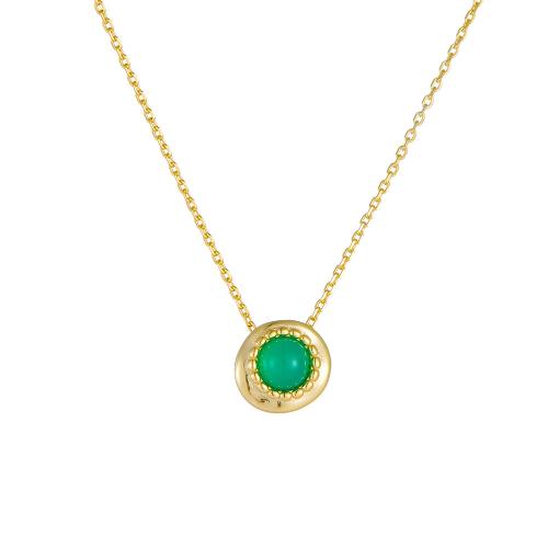 Collier de bijoux en argent , argent sterling 925, avec agate verte, avec 5CM chaînes de rallonge, Placage, pour femme, plus de couleurs à choisir Environ 40 cm, Vendu par PC