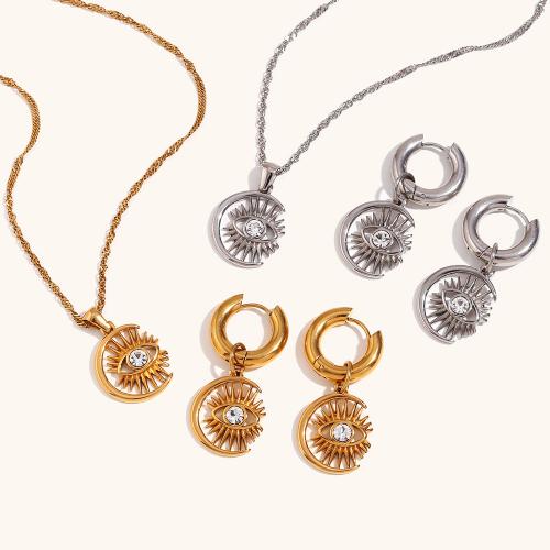 Rhinestone stainless steel Jewelry Set, 316L Stainless Steel, Vacuum Ion Plating & for woman & with rhinestone 