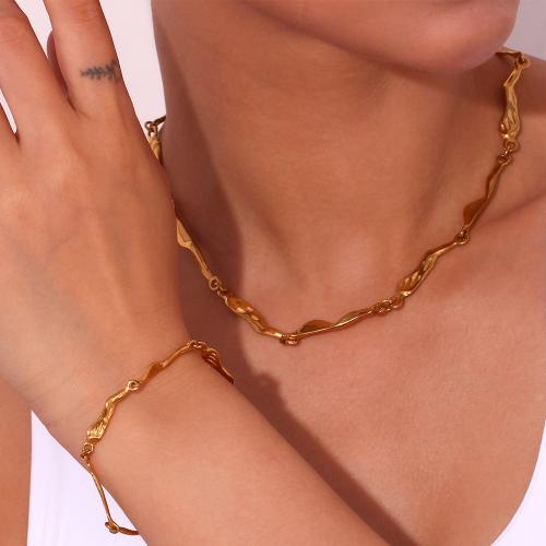 Fashion Stainless Steel Jewelry Sets, 316L Stainless Steel, Vacuum Ion Plating & for woman, golden 