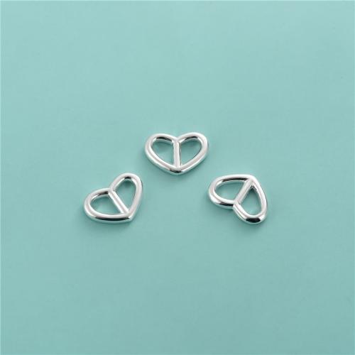 Sterling Silver Charm Connector, 925 Sterling Silver, Heart, DIY & hollow, silver color 