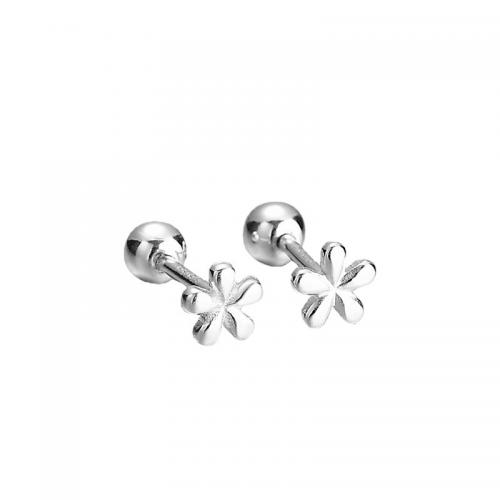 925 Sterling Silver Stud Earring, Flower, fashion jewelry & for woman, silver color 