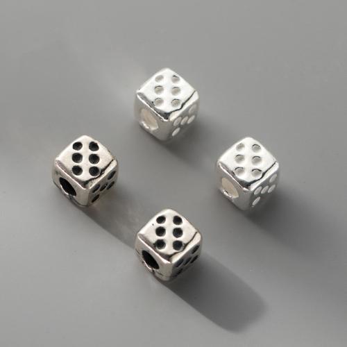 Sterling Silber Spacer Perlen, 925er Sterling Silber, Würfel, DIY, keine, 6.5x6.5x7mm, Bohrung:ca. 3mm, verkauft von PC