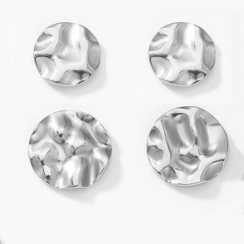 Stainless Steel Earring Stud Component, 304 Stainless Steel, Flat Round, DIY & machine polishing original color, nickel, lead & cadmium free [