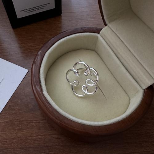 Sterling Silver Finger Ring, 925 Sterling Silver, Flower, polished, Adjustable & fashion jewelry & for woman, Inner Approx 17.5mm 