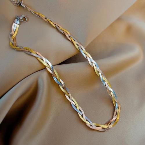 Collar de la joyería de titanio, Partículas de acero, con 1.97inch extender cadena, para mujer, longitud:aproximado 15.75 Inch, Vendido por UD