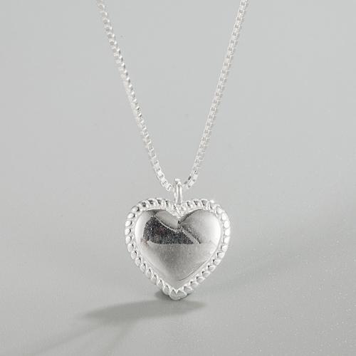 Sterling Silver Jewelry Necklace, 925 Sterling Silver, with 1.97inch extender chain, Heart, fashion jewelry & for woman Approx 15.75 Inch 
