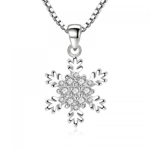 Cubic Zircon Micro Pave Brass Necklace, with 1.97inch extender chain, Snowflake, fashion jewelry & micro pave cubic zirconia & for woman Approx 15.75 Inch 