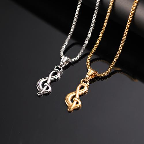 Titanium Steel Jewelry Necklace, Music Note, fashion jewelry & Unisex Approx 60 cm 