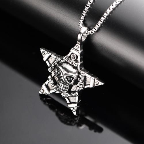 Titanium Steel Jewelry Necklace, Star, polished, fashion jewelry & for man, original color Approx 60 cm 