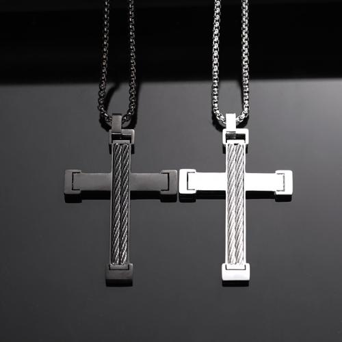 Titanium Steel Jewelry Necklace, Cross, fashion jewelry & for man Approx 60 cm 