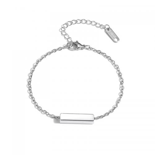 Stainless Steel Chain Bracelets, 304 Stainless Steel, with 5CM extender chain, Rectangle, plated, fashion jewelry & for woman .5 cm 