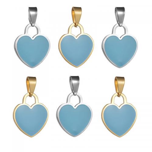 Titanium Steel Pendants, Heart, plated, DIY & enamel 