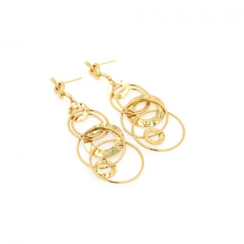 Brass Drop Earring, Round, gold color plated, for woman & hollow 