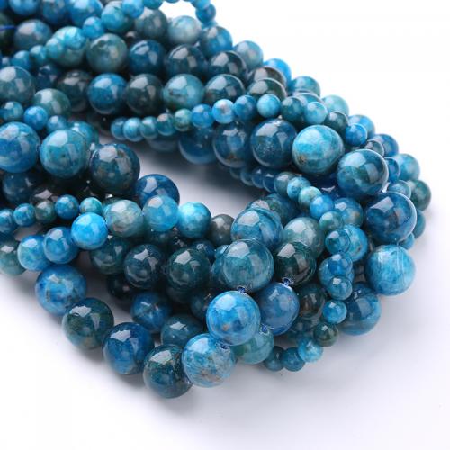 Apatite perles nature, Apatites, Rond, différentes qualités de choix & DIY & normes différentes pour le choix, bleu, Vendu par brin