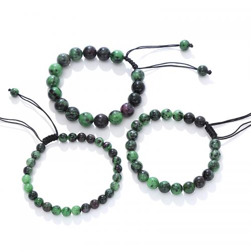 Ruby in Zoisite Bracelet, with Knot Cord, Round, fashion jewelry cm [