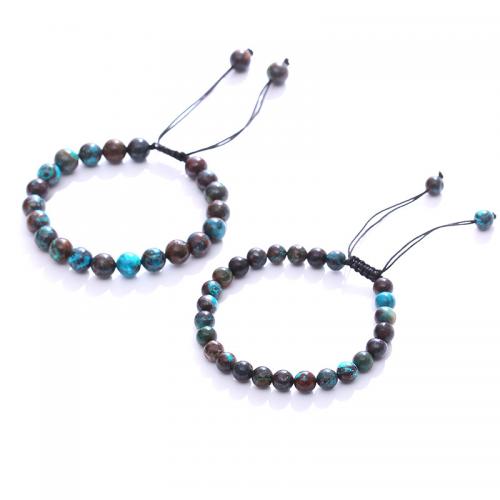 Gemstone Bracelets, Phoenix Stone, with Knot Cord, Round, fashion jewelry mixed colors cm 