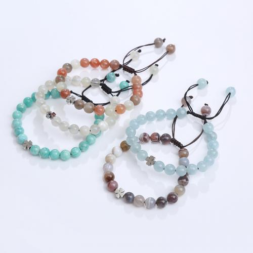 Gemstone Bracelets, Natural Stone, with Knot Cord & 304 Stainless Steel, fashion jewelry cm 
