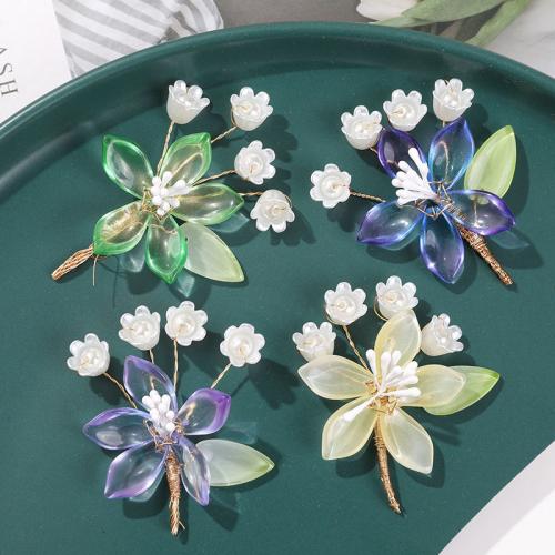 DIY Hair Flowers, Lampwork, with ABS Plastic Pearl & brass wire Double-layer 56*45mm, lily of the valley 62*42mm 