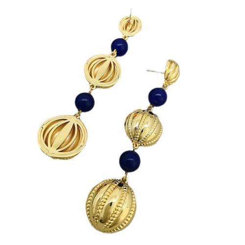 Brass Drop Earring, with Plastic, 18K gold plated, fashion jewelry & for woman 