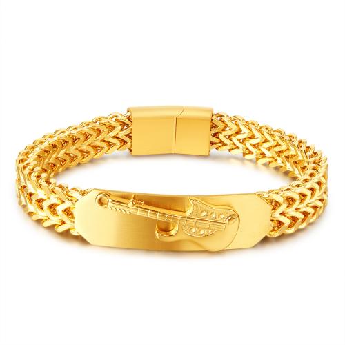 Stainless Steel Chain Bracelets, 304 Stainless Steel, fashion jewelry & for man, gold mm Approx 210 mm 