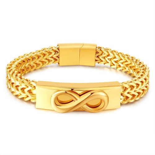 Stainless Steel Chain Bracelets, 304 Stainless Steel, plated, fashion jewelry & for man, gold mm Approx 210 mm 