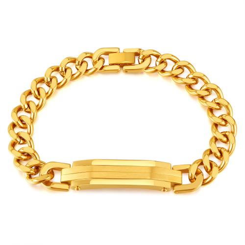 Stainless Steel Chain Bracelets, 304 Stainless Steel, polished, fashion jewelry & for man, gold mm Approx 215 mm 