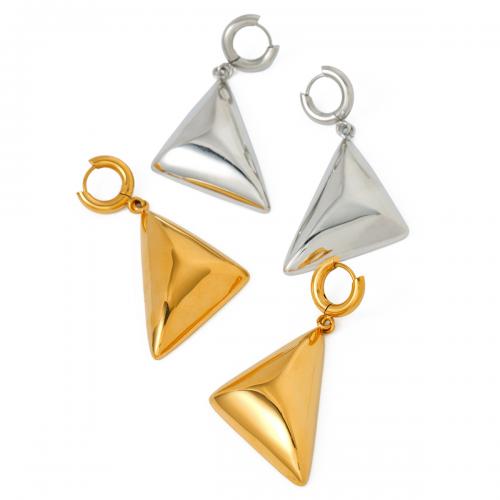 Huggie Hoop Drop Earring, 304 Stainless Steel, Triangle, plated, fashion jewelry & for woman [