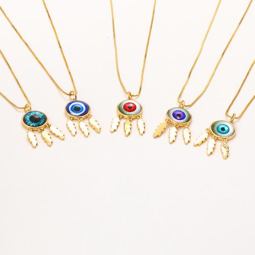 Evil Eye Jewelry Necklace, Brass, with Resin, plated, for woman Approx 41-50 cm 