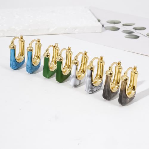 Brass Drop Earring, with Acrylic, plated, for woman 