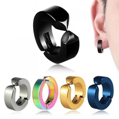316L Stainless Steel Earring Cuff, Donut, Vacuum Ion Plating, Unisex 