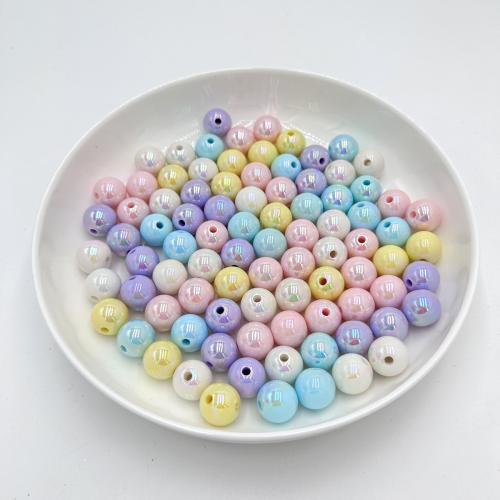 Perles acryliques plaquée, Acrylique, Rond, Placage, DIY, plus de couleurs à choisir, Environ Vendu par sac