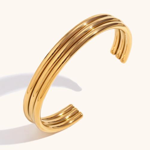 Stainless Steel Cuff Bangle, 316L Stainless Steel, 18K gold plated, fashion jewelry & for woman, golden, 12mm, Inner Approx 63.8mm 