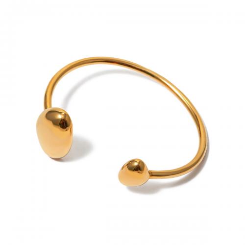 Stainless Steel Cuff Bangle, 304 Stainless Steel, 18K gold plated, fashion jewelry & for woman, golden, Inner Approx 60mm 
