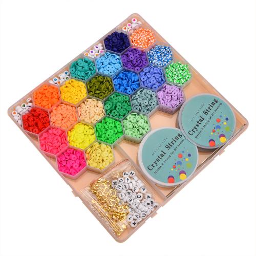 DIY Jewelry Finding Kit, Polymer Clay, with Plastic Box & Crystal Thread & Zinc Alloy & Acrylic, mixed colors 