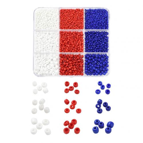 Perles de verre mixte, avec Boîte en plastique, 9 ls de contact & DIY, couleurs mélangées Environ îte, Vendu par boîte
