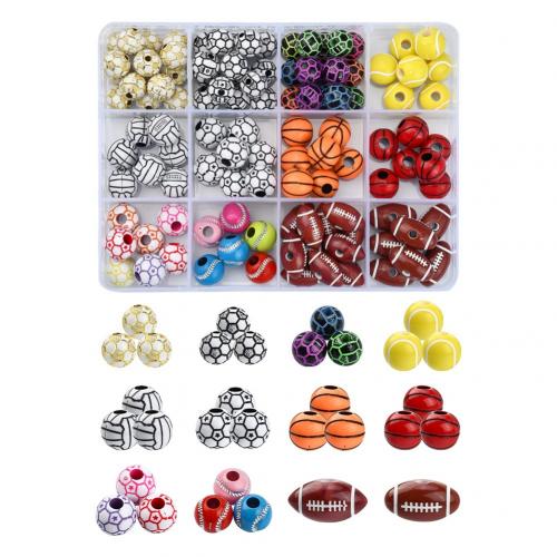 Mixed Acrylic Jewelry Beads, with Plastic Box, DIY, mixed colors Approx 