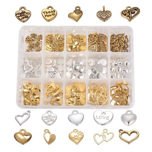 Zinc Alloy Jewelry Pendants, with Plastic Box, Heart, plated, DIY & 15 cells Approx 
