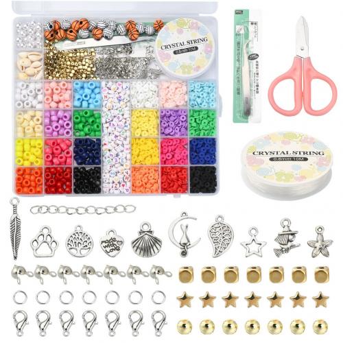 DIY Jewelry Finding Kit, Resin, with Plastic Box & Polymer Clay & Zinc Alloy & Acrylic, mixed colors Approx 