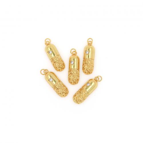 Cubic Zirconia Micro Pave Brass Pendant, gold color plated, DIY & micro pave cubic zirconia, mixed colors 