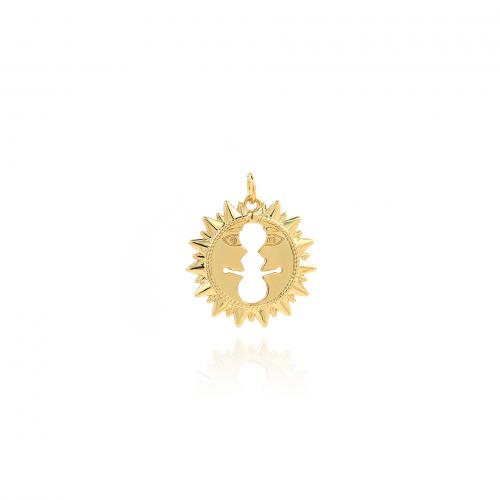 Bijoux pendentifs en laiton, soleil, Placage de couleur d'or, DIY & creux Vendu par PC