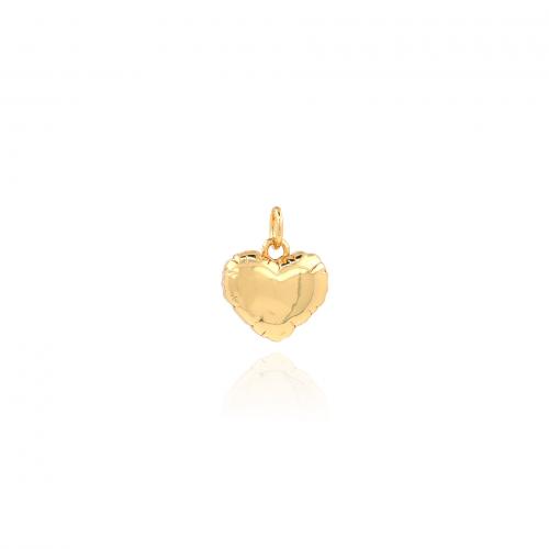 Colgantes de corazón de latón, metal, chapado en color dorado, Bricolaje, 15x12x4.7mm, Vendido por UD