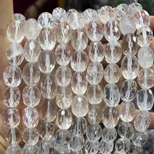 Natürliche klare Quarz Perlen, Klarer Quarz, oval, DIY, weiß, 12x16mm, Länge:ca. 38 cm, verkauft von Strang